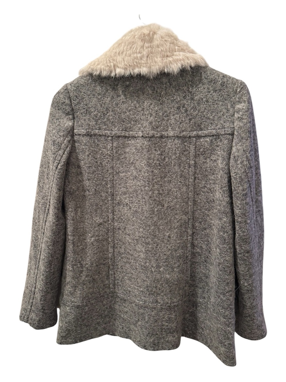 Kenneth Cole New York Grey Wool-Blend Moto Coat with Faux Fur Collar - Size M - Picture 2 of 7
